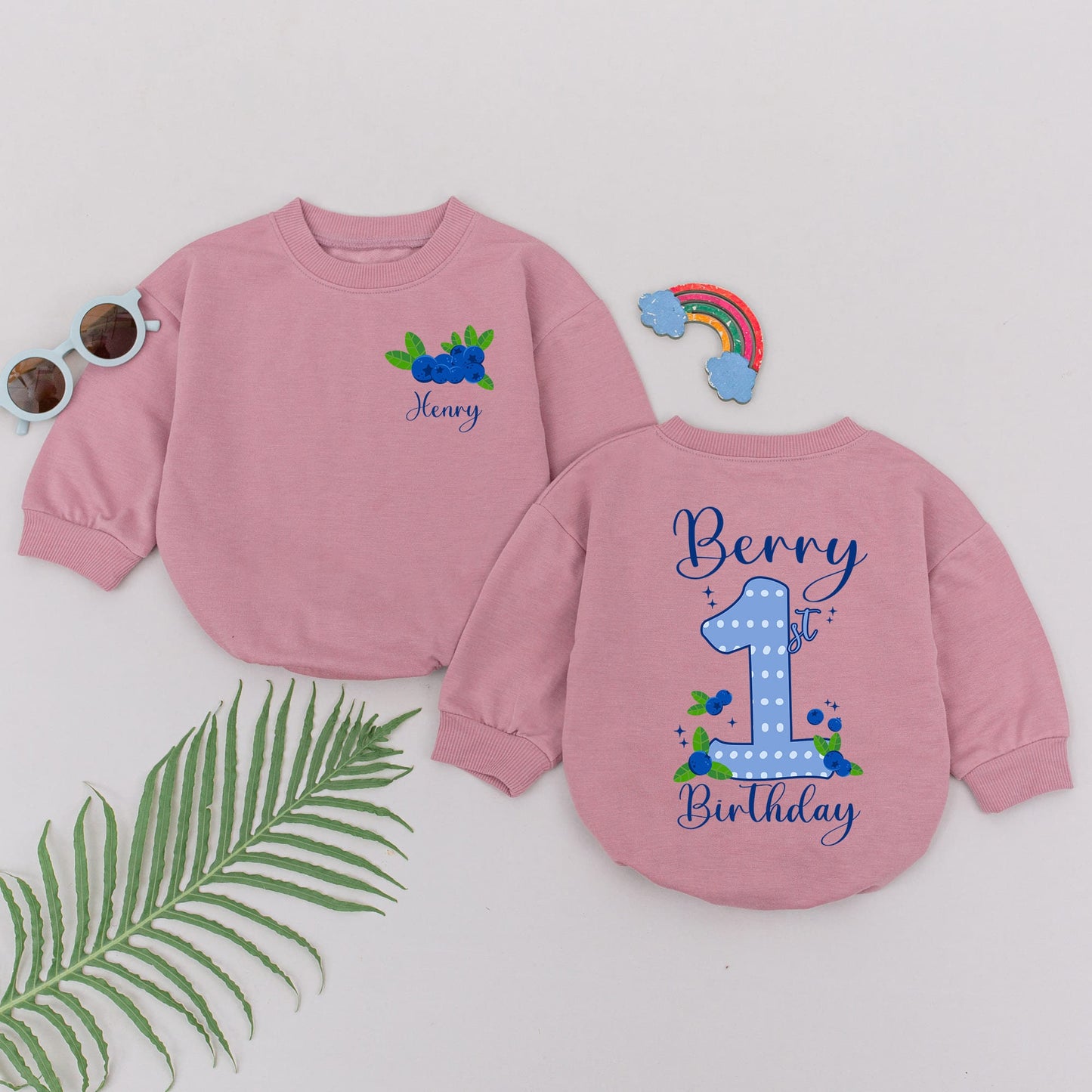 Berry Sweet 1st Birthday Romper | Blueberry Girl Outfit | First Birthday Baby Bodysuit | Custom Name Gift | Strawberry Party