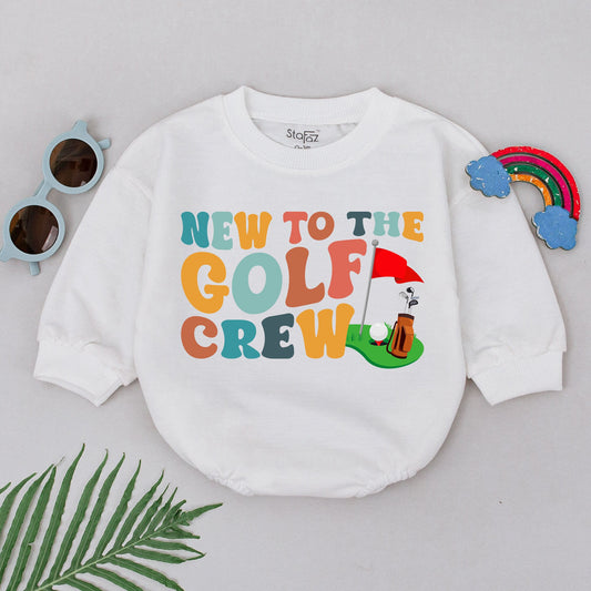 New To The Golf Crew Baby Boy Romper Retro Vintage Future Golfer Outfit Cute Infant Bodysuit Soft Cotton Announcement Gift