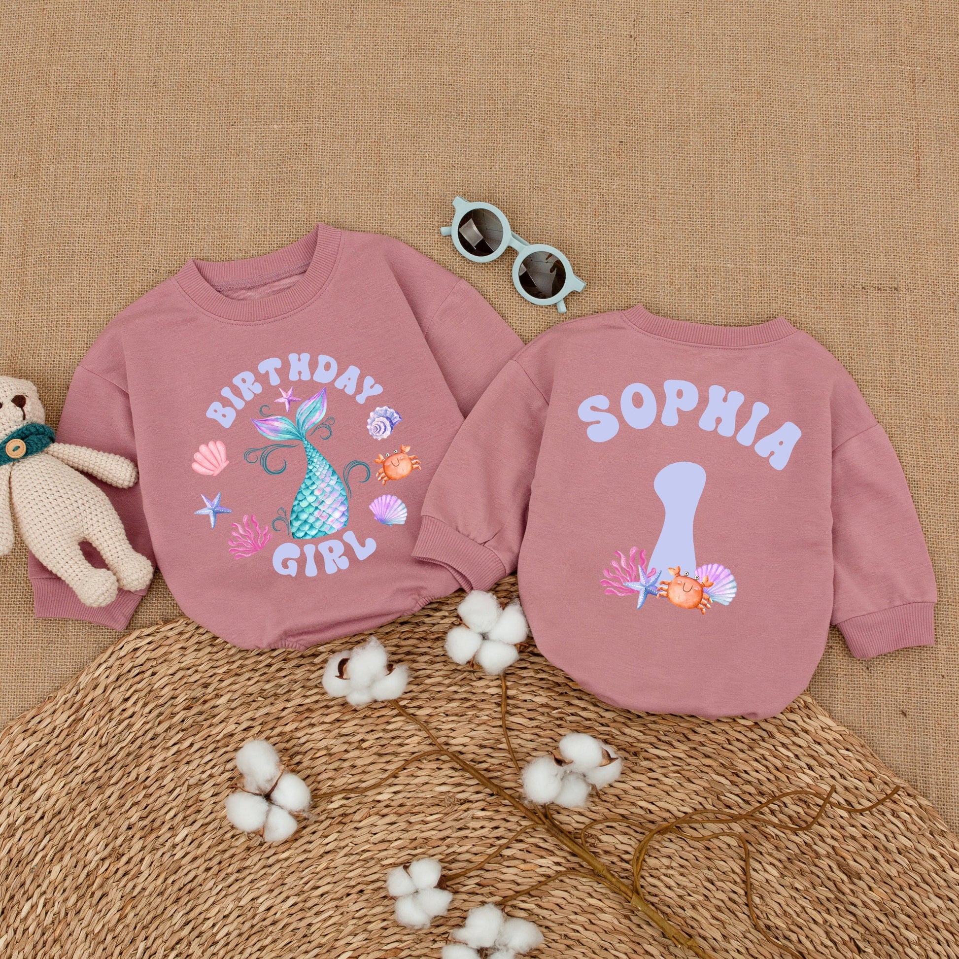Mermaid Birthday Girl Romper - 1st Birthday Oneder The Sea Smash Cake Outfit