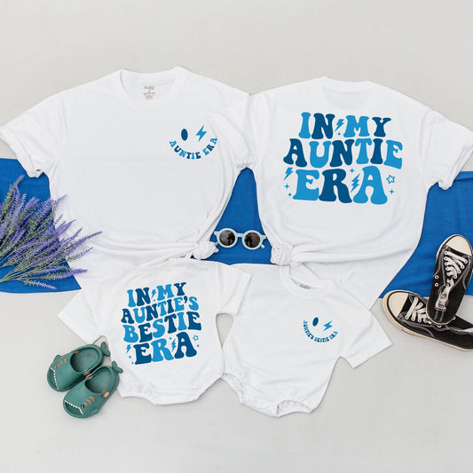 Custom Auntie Era Matching Shirt for Aunt & Nephew, Fun Aunt Birthday Gift, Family Outfit, Retro Boho Auntie Tee, Soft Cotton Comfort