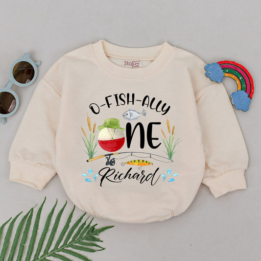 Custom O-Fish-Ally One Baby Romper: Fishing Birthday Outfit for 1st Birthday Boy, Cake Smash, Rustic First Birthday Gift