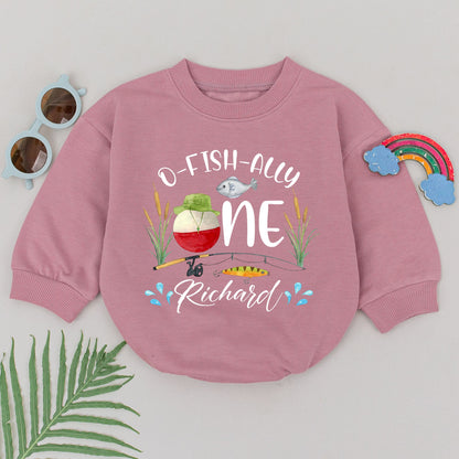 Custom O-Fish-Ally One Baby Romper: Fishing Birthday Outfit for 1st Birthday Boy, Cake Smash, Rustic First Birthday Gift