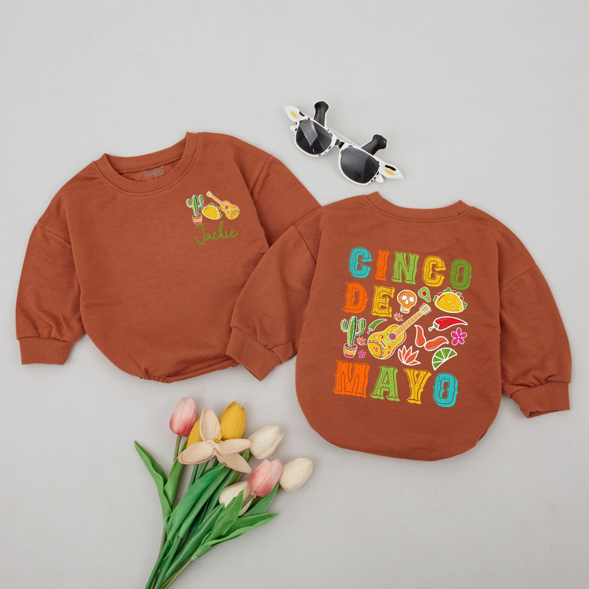 Personalized Cinco de Mayo Baby Romper Festive Fiesta Taco Cactus Sugar Skull Design Cute Infant Bodysuit Soft Holiday Gift
