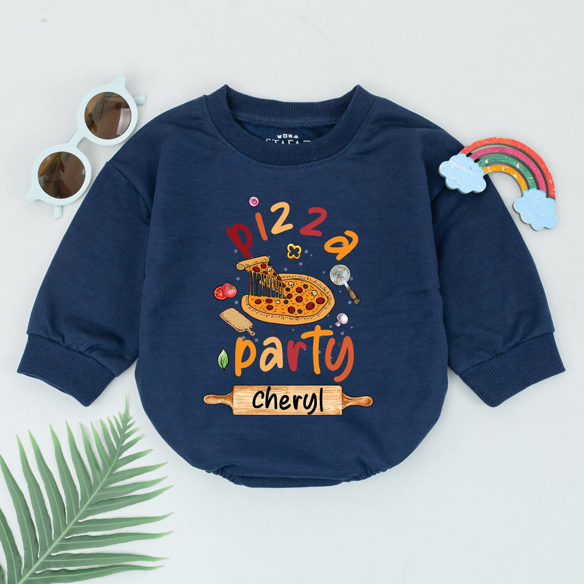 Personalized Pizza Party Romper Slice Slice Baby Custom Name Outfit Fun Foodie Gift for Newborn Girls Boys