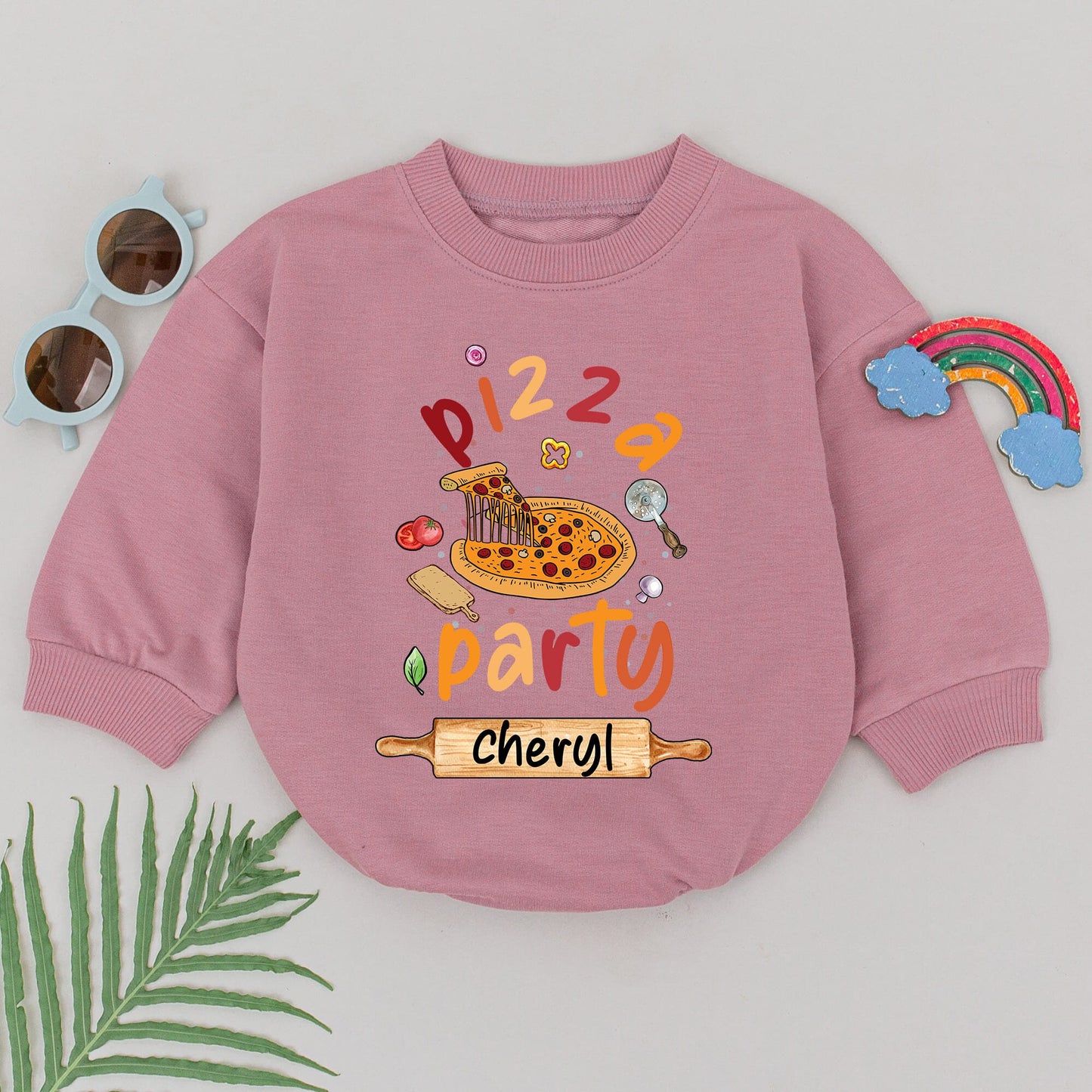 Personalized Pizza Party Romper Slice Slice Baby Custom Name Outfit Fun Foodie Gift for Newborn Girls Boys