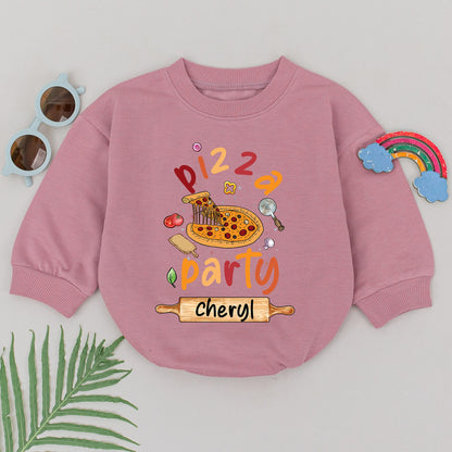 Personalized Pizza Party Romper Slice Slice Baby Custom Name Outfit Fun Foodie Gift for Newborn Girls Boys