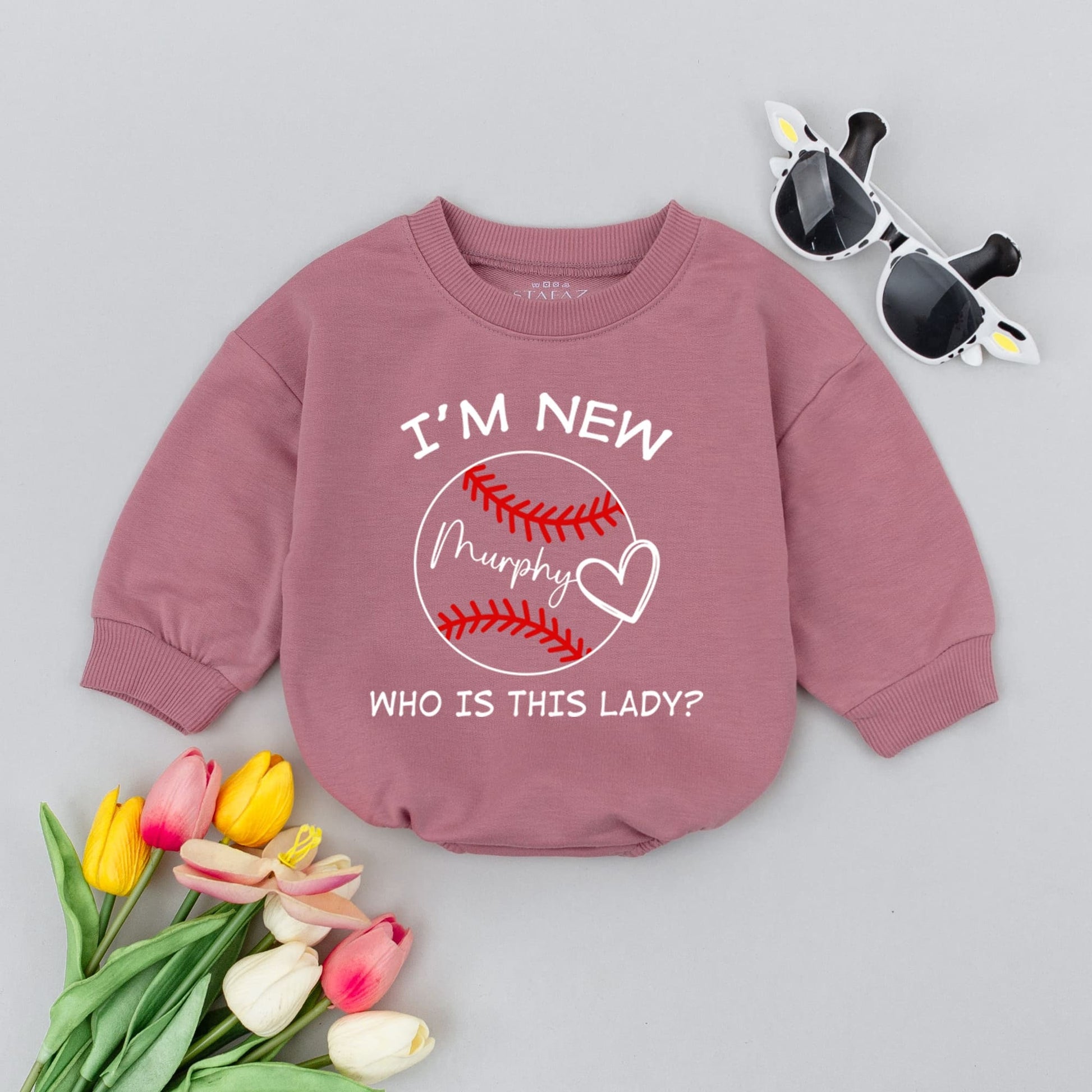 Baseball Baby Romper Funny 'I'M NEW' Murphy 'WHO IS THIS LADY?' Print Game Day Bodysuit Infant Pregnancy Reveal Sporty Outfit Gift