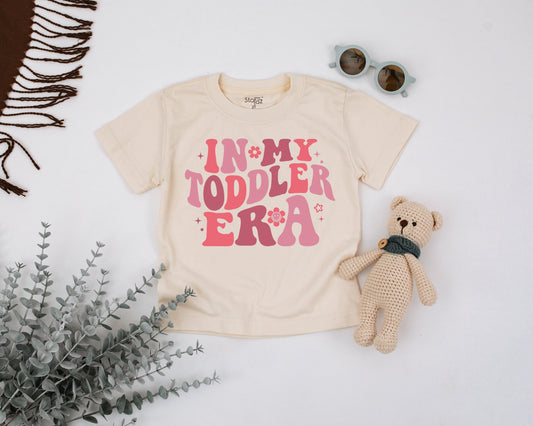In My Toddler Era Shirt Groovy Retro Pink Daisy Flower Design Vintage 70s Style Cute Kids Toddler Tee Summer Family Matching