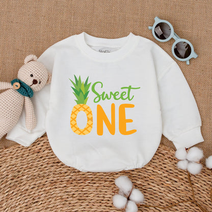 Pineapple Sweet One Birthday Romper for Girls Baby Bodysuit Summer Smash Cake Outfit Hawaiian Themed Celebration Cotton Comfort