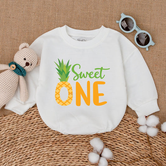 Pineapple Sweet One Birthday Romper for Girls Baby Bodysuit Summer Smash Cake Outfit Hawaiian Themed Celebration Cotton Comfort