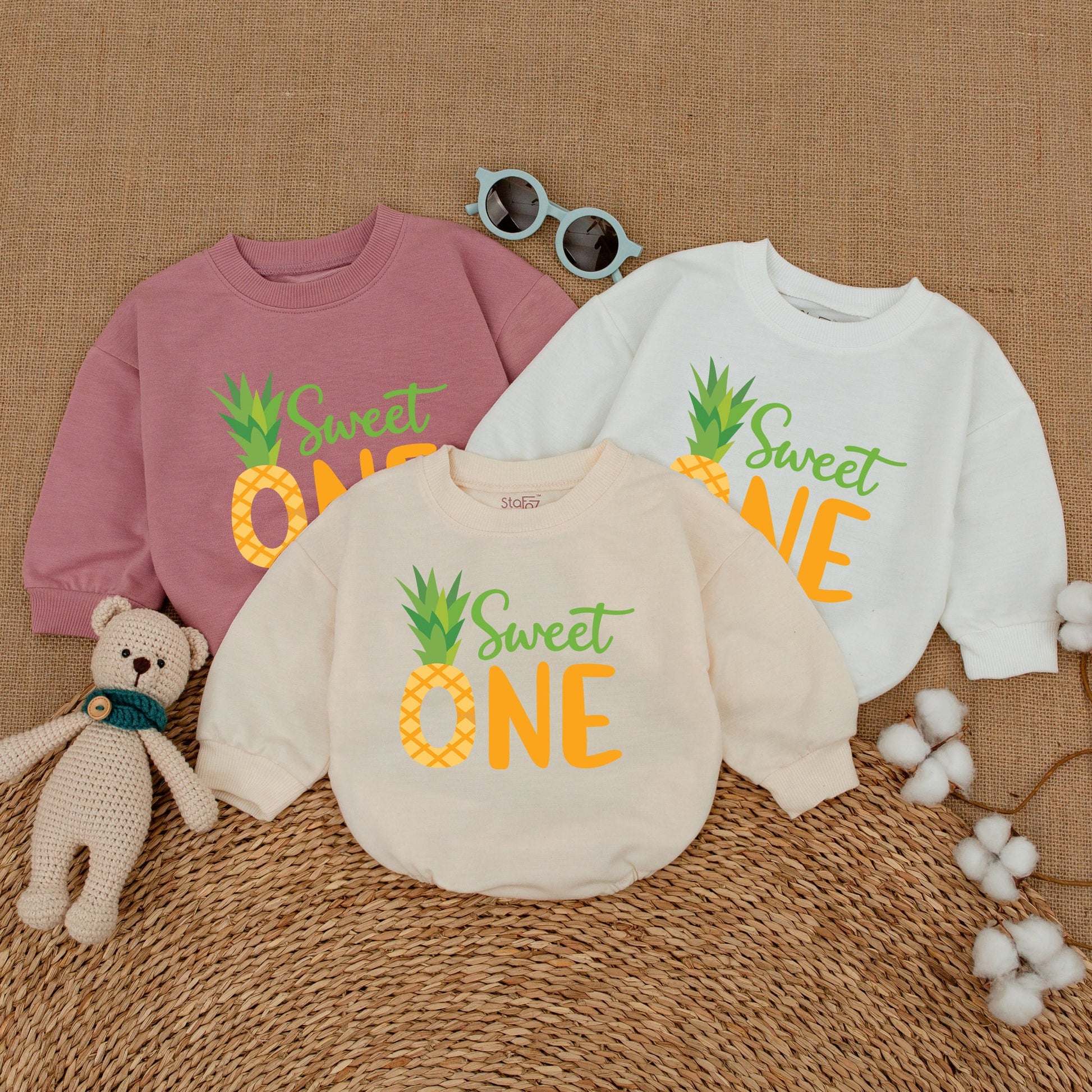 Pineapple Sweet One Birthday Romper for Girls Baby Bodysuit Summer Smash Cake Outfit Hawaiian Themed Celebration Cotton Comfort