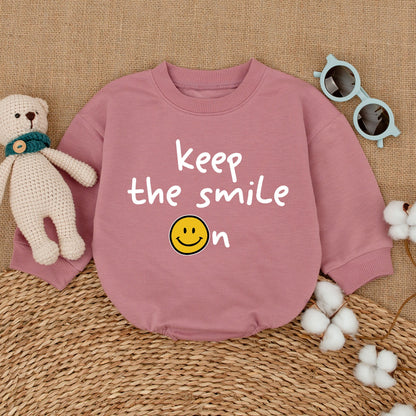 Keep The Smile On Baby Bodysuit Smiley Face Bubble Romper Unisex Newborn Toddler One Piece Happy Face Outfit for Baby Shower Gift Casual Wear