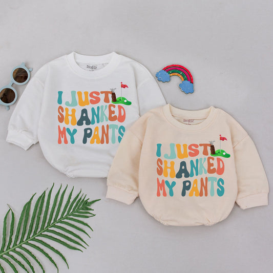 I Just Shanked My Pants Romper Retro Golfer Buddy Bodysuit Baby Boy Golf Outfit Future Golfer Teal Orange Yellow Salmon