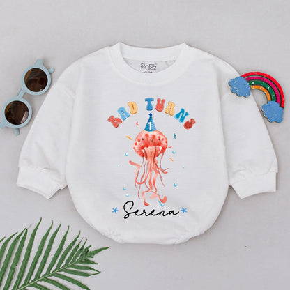 Rad Turns One Romper Under the Sea First Birthday Outfit Cute Sea Creature Theme Natural Birthday Gift for Baby Boy or Girl
