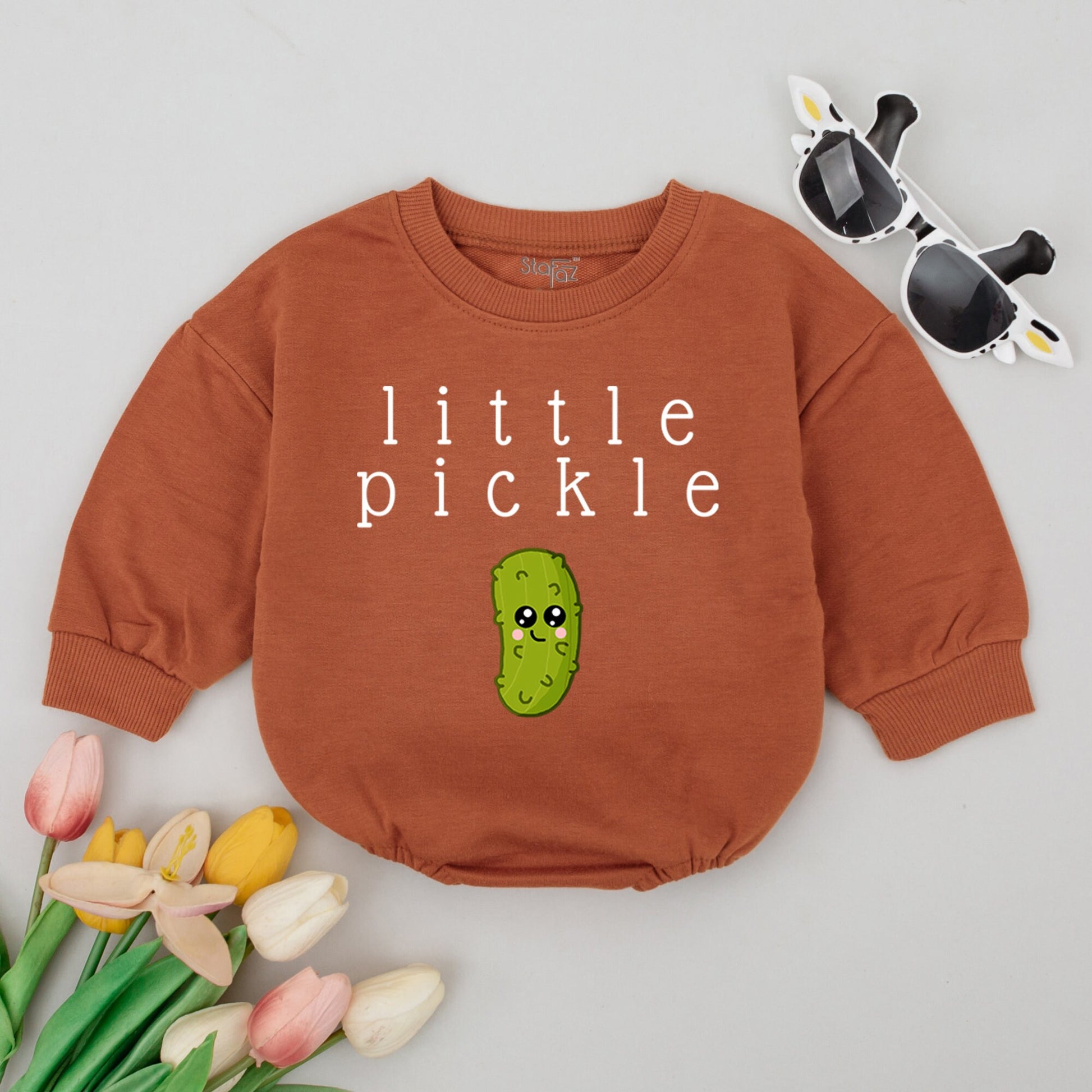 Pickle Baby Romper, Cute Vegan Bodysuit, Funny Vegetable Outfit