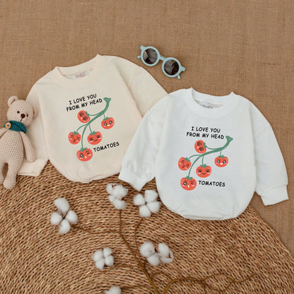 I Love You From My Head Tomatoes Romper Baby Girl, Funny Vegan Bodysuit, Cute Tomato Graphic Outfit, Baby Shower Gift, Bubble Romper, Vegetable