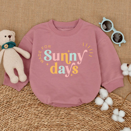 Made for Sunny Days Retro Sunshine Baby Bodysuit Bubble Romper Newborn Toddler Unisex Outfit One Piece Comfortable Soft Cotton Baby Clothes