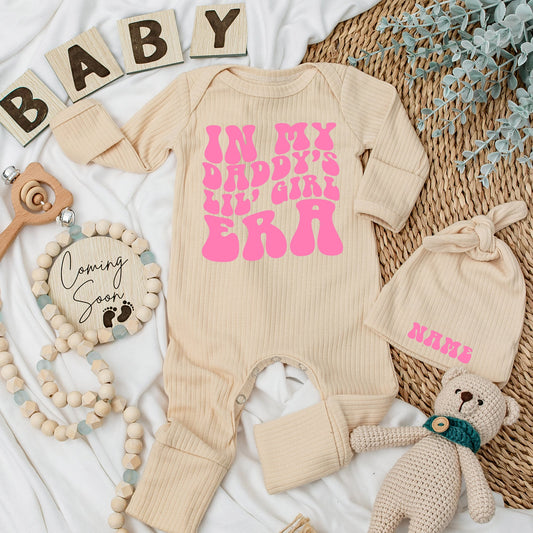 In My Daddy's Lil' Girl Era Retro Pink Bold Bodysuit for Baby Girl Newborn Gift Outfit Cute Daddy and Me Playful Romper Style Clothes