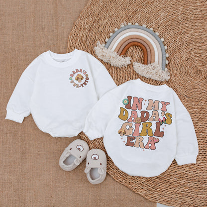 Daddy's Girl Era Baby Romper Retro Mushroom Pink Floral Vintage Whimsical Hearts Stars Butterflies Outfit Comfortable Gift
