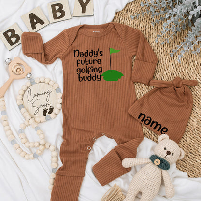Daddy's Future Golfing Buddy Baby Bodysuit Cute Green Golf Hole Design Newborn Outfit Baby Shower Gift Going Home Coming Soon Present