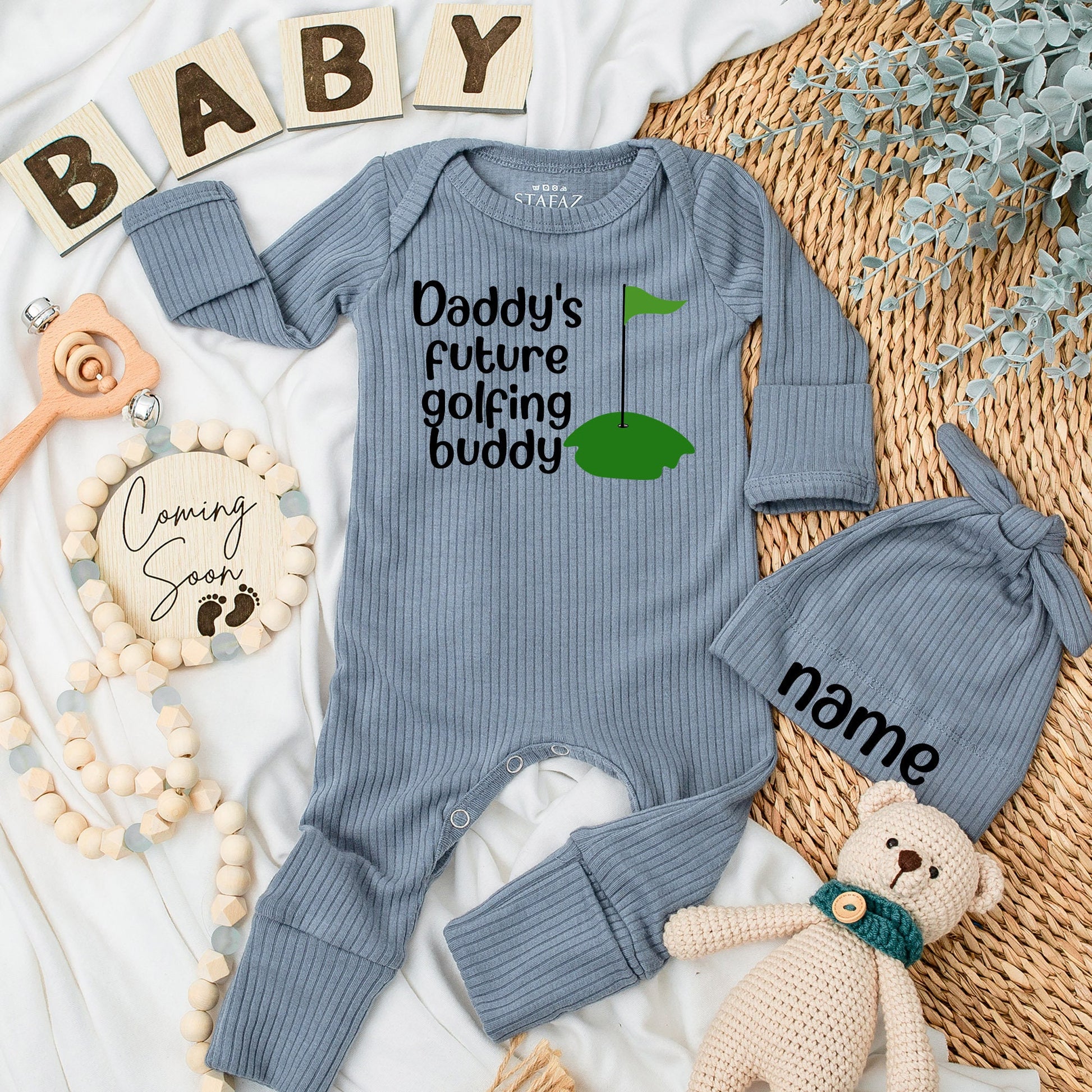 Daddy's Future Golfing Buddy Baby Bodysuit Cute Green Golf Hole Design Newborn Outfit Baby Shower Gift Going Home Coming Soon Present
