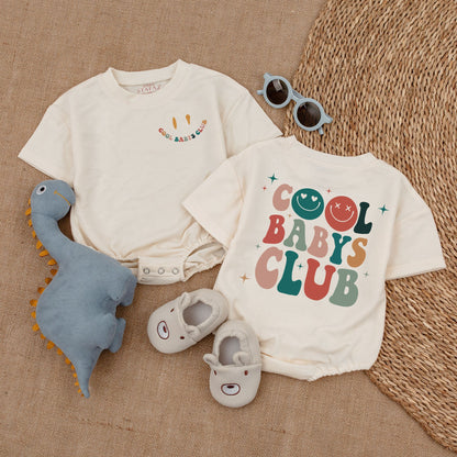 Cool Babys Club Bubble Romper: Retro Rainbow Lettering Baby Outfit - Sweet Newborn Bodysuit, Fun Baby Shower Gift, Soft Cotton Coming Home Outfit 135