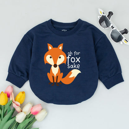 Oh For Fox Sake Baby Bodysuit with Cute Orange White Fox Graphic Funny Minimalist Infant Romper Playful Hipster Baby Shower Gift Idea