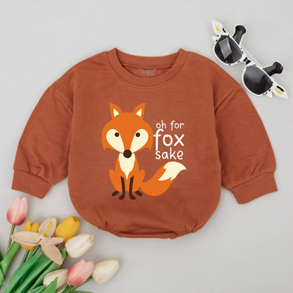 Oh For Fox Sake Baby Bodysuit with Cute Orange White Fox Graphic Funny Minimalist Infant Romper Playful Hipster Baby Shower Gift Idea