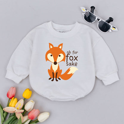 Oh For Fox Sake Baby Bodysuit with Cute Orange White Fox Graphic Funny Minimalist Infant Romper Playful Hipster Baby Shower Gift Idea