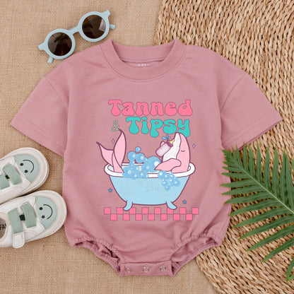 Whimsical Whale Bubble Romper Baby Girl Summer Outfit Cute Cartoon Retro Vibes Pink Teal Bubbles Gift