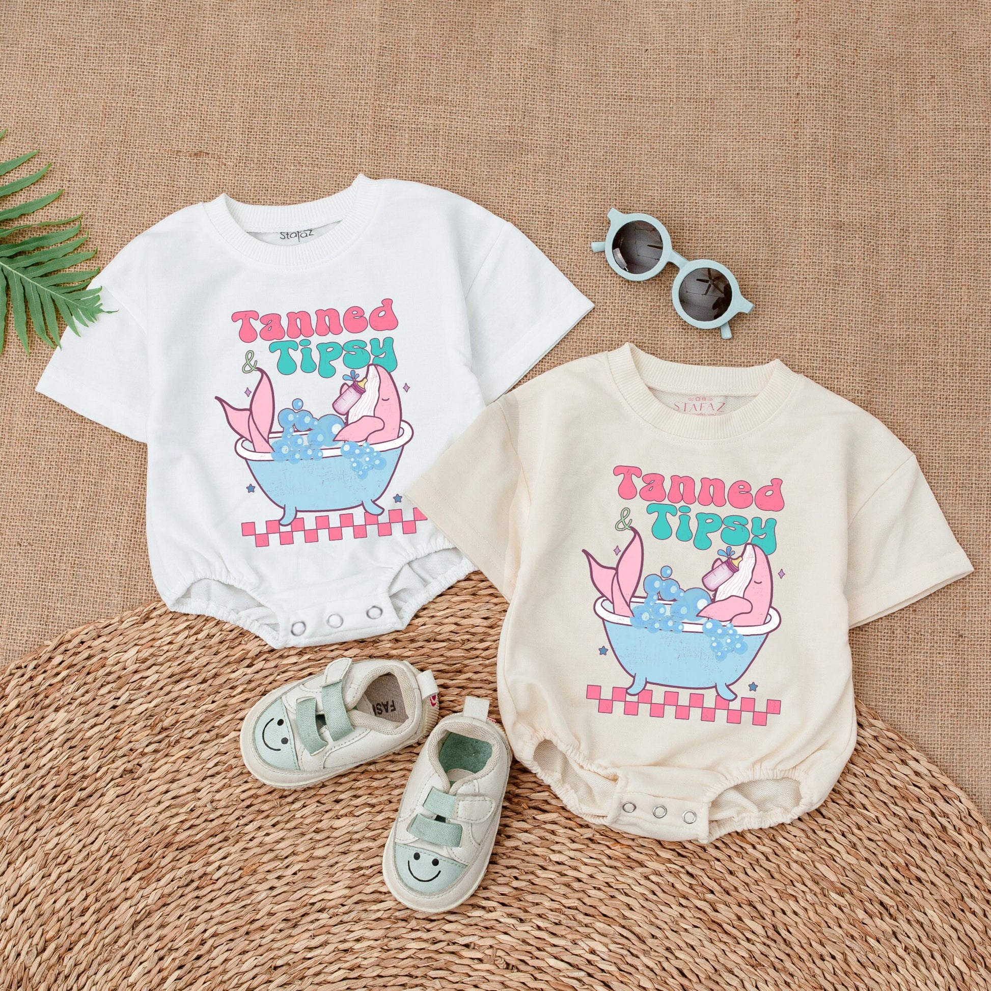 Whimsical Whale Bubble Romper Baby Girl Summer Outfit Cute Cartoon Retro Vibes Pink Teal Bubbles Gift