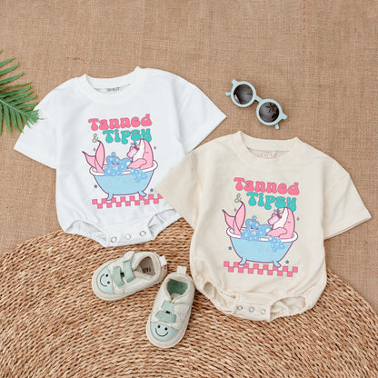 Whimsical Whale Bubble Romper Baby Girl Summer Outfit Cute Cartoon Retro Vibes Pink Teal Bubbles Gift