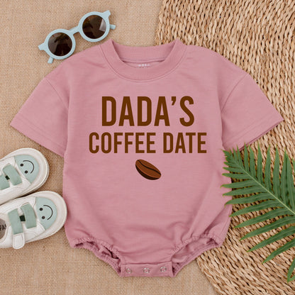 Dada's Coffee Date Baby Bubble Romper Light Mauve Newborn Outfit Cute Coffee Bean Design Comfortable Cotton Baby Bodysuit