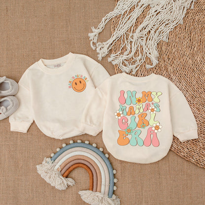 My Mama's Girl Era Baby Romper Vintage Pastel Smiley Face Outfit Mother's Day Gift Adorable Cheerful Retro Style Baby Girl Clothes