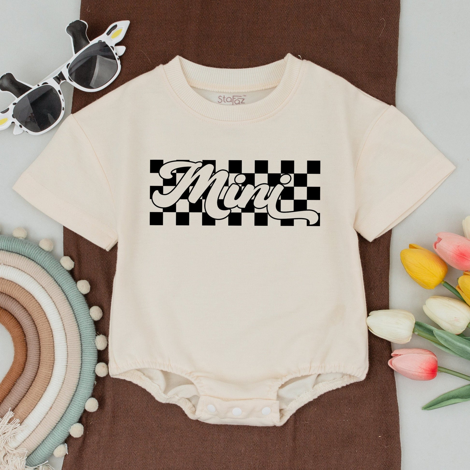 Bold Retro Black and White Checkered Matching Family Shirts Mama Daddy Bro Mini Outfits Vintage Race Car Theme Baby Bodysuit Gift