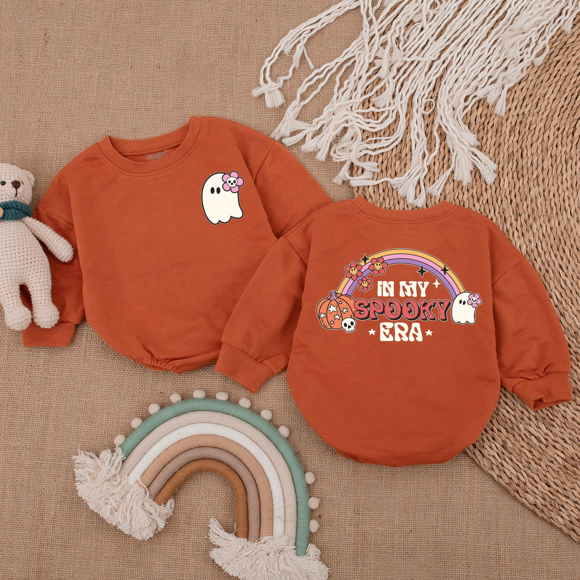 Halloween Baby Bodysuit - Retro Ghost Infant Romper - First Outfit
