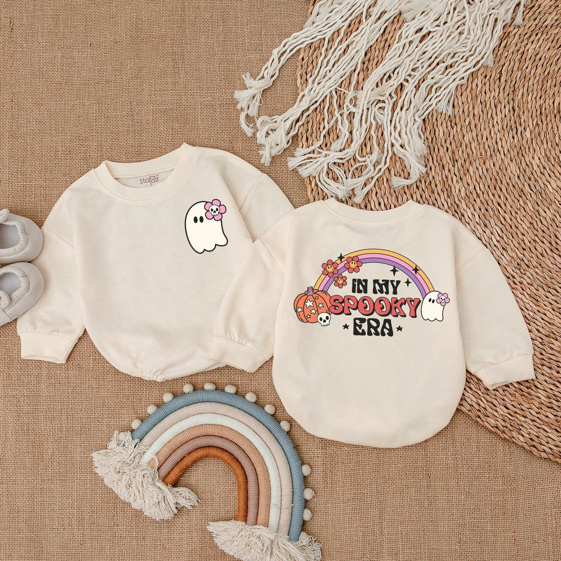 Halloween Baby Bodysuit - Retro Ghost Infant Romper - First Outfit
