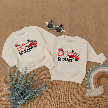 Big Brother Little Brother Matching Sibling Romper and Sweatshirt Set Pregnancy Announcement Outfit