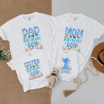 Matching Family Ocean Birthday Shirts, "Of the Birthday Boy" Sea Creatures, 1st Baby Bodysuit, Custom Daniel