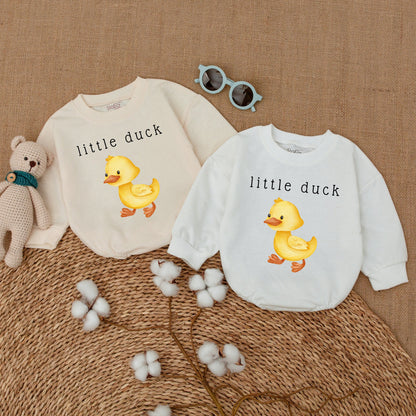 Cute Yellow Little Duck Baby Bubble Romper Newborn Bodysuit Adorable Duckling Outfit Soft Infant Shower Gift Playful Animal Clothing