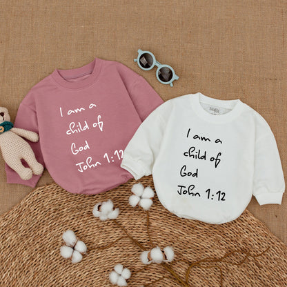I Am A Child Of God Baby Romper John 1:12 Bible Verse Bodysuit Religious Newborn Keepsake Christian Outfit Baptism Shower Gift
