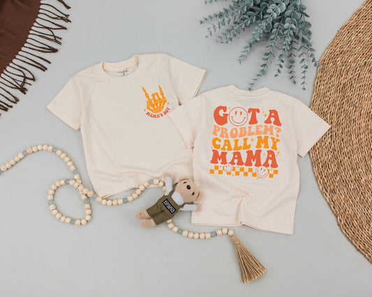 Got A Problem Call My Mama Personalized Toddler Shirt Funny Retro Mama's Boy Tee Vintage Kids Clothes Baby Shower Gift