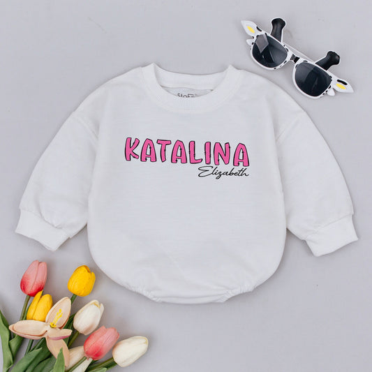 Personalized Baby Girl Name Bubble Romper soft comfy Baby Shower Gift New Baby Outfit Gender Neutral Newborn Coming Home Present