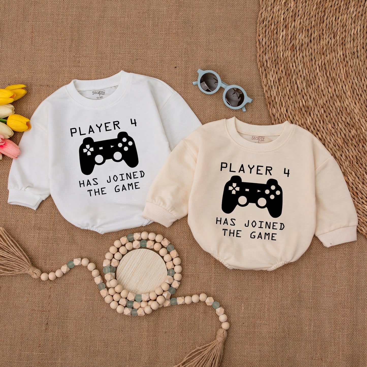Custom "PLAYER 4 HAS JOINED THE GAME" Romper Video Game Baby Clothes Gamer Parents Newborn Gift Bubble Romper