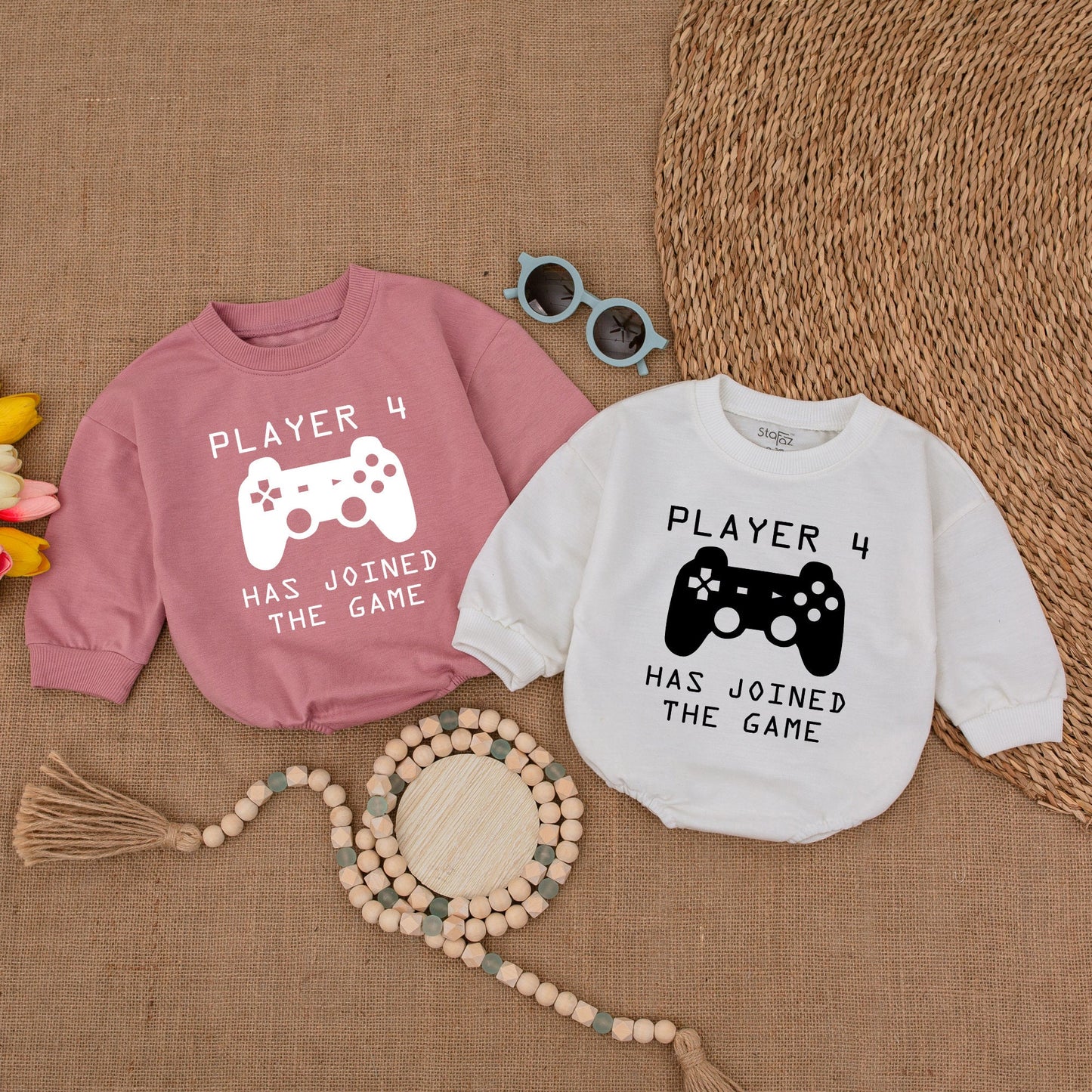 Custom "PLAYER 4 HAS JOINED THE GAME" Romper Video Game Baby Clothes Gamer Parents Newborn Gift Bubble Romper