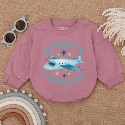 Daddy's Co-Pilot Bubble Romper Childs First Flight Airplane Baby Outfit Future Pilot Soft Cotton Comfortable Fathers Day Gift Baby Shower Gender Neutral