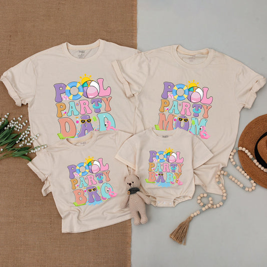 Pool Party Family Matching Shirts Mom Dad Baby Outfits Summer Fun First Birthday Baby Bodysuit Watermelon Fun
