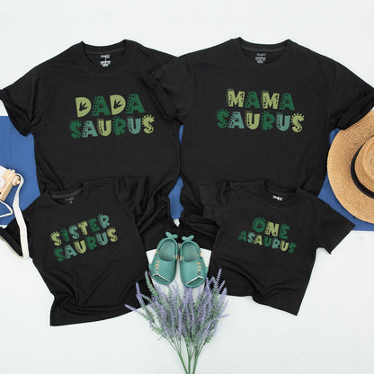 One-A-Saurus Dinosaur Matching Birthday Shirts Family First Birthday Dino Party Outfit Mommy and Me Tees