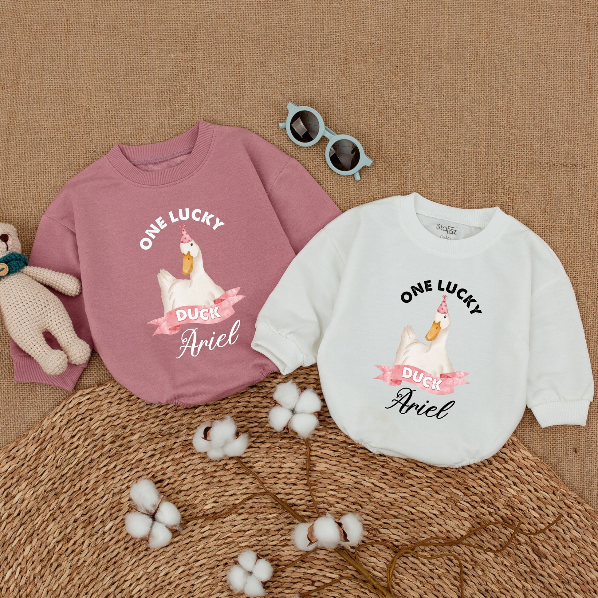 Personalized One Lucky Duck Baby Romper Cute Duckling Bodysuit So Dunkin' Cute Soft Cotton Baby Shower Gift Birthday Clothes