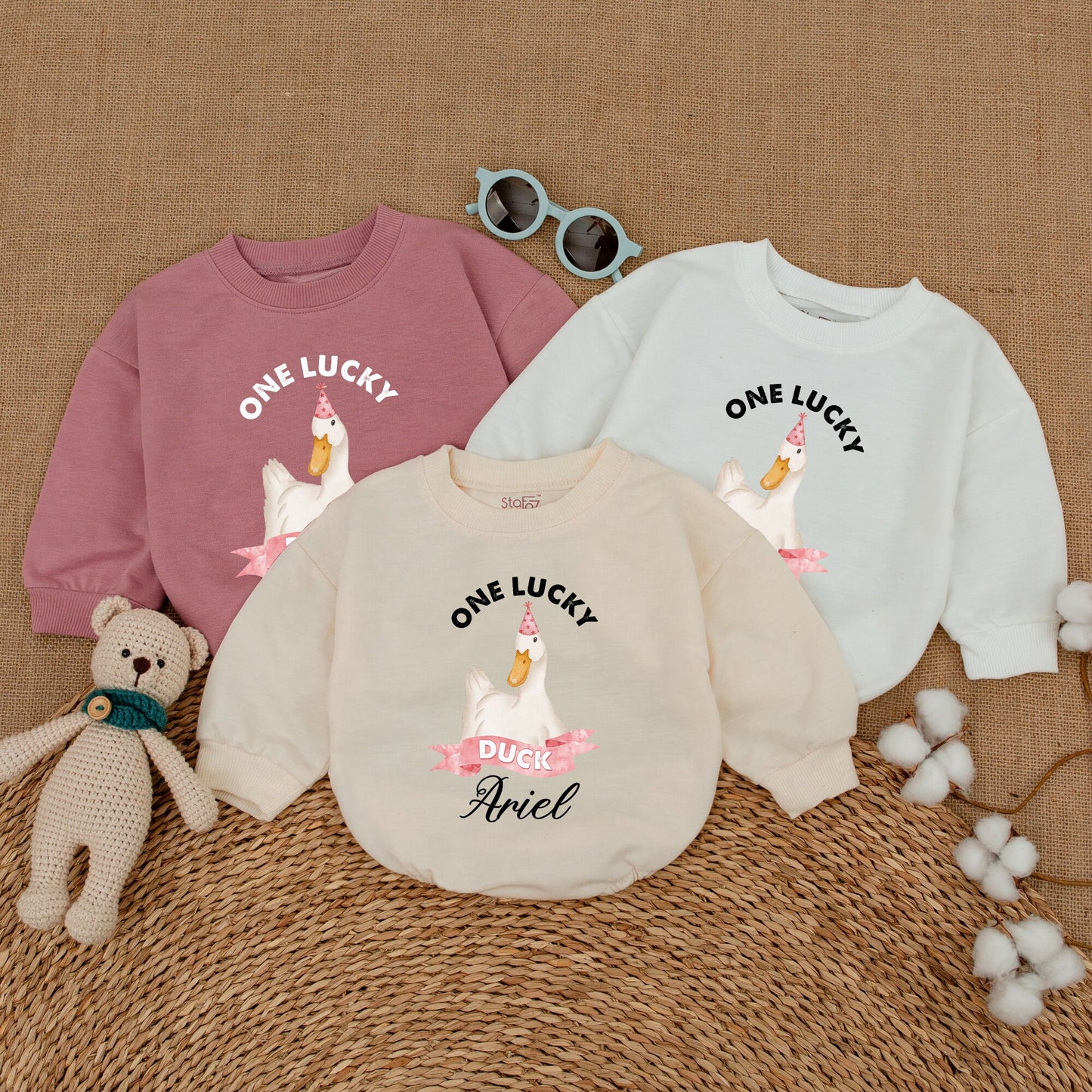 Personalized One Lucky Duck Baby Romper Cute Duckling Bodysuit So Dunkin' Cute Soft Cotton Baby Shower Gift Birthday Clothes